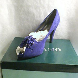 BLUE FAUX SUEDE HEELS